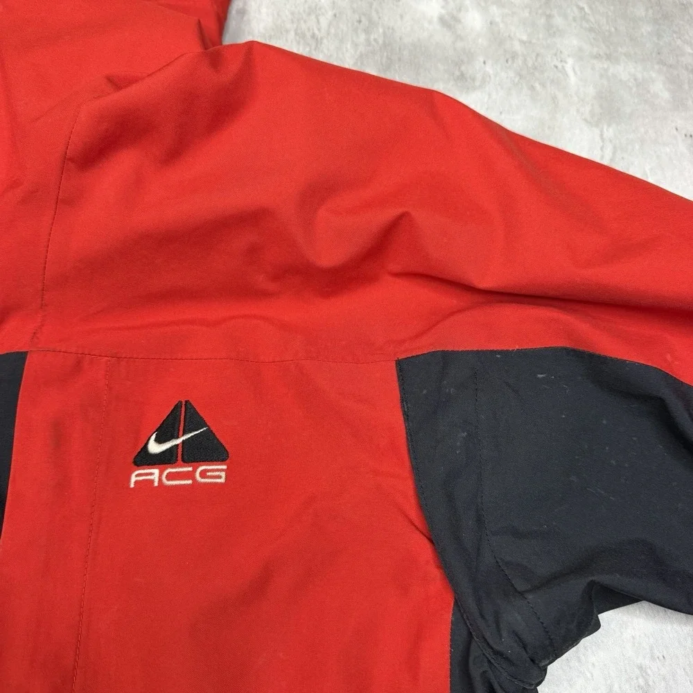 Vintage Nike ACG Storm Fit Full Zip Jacket Windbreaker Rain Gorp Red Hooded M